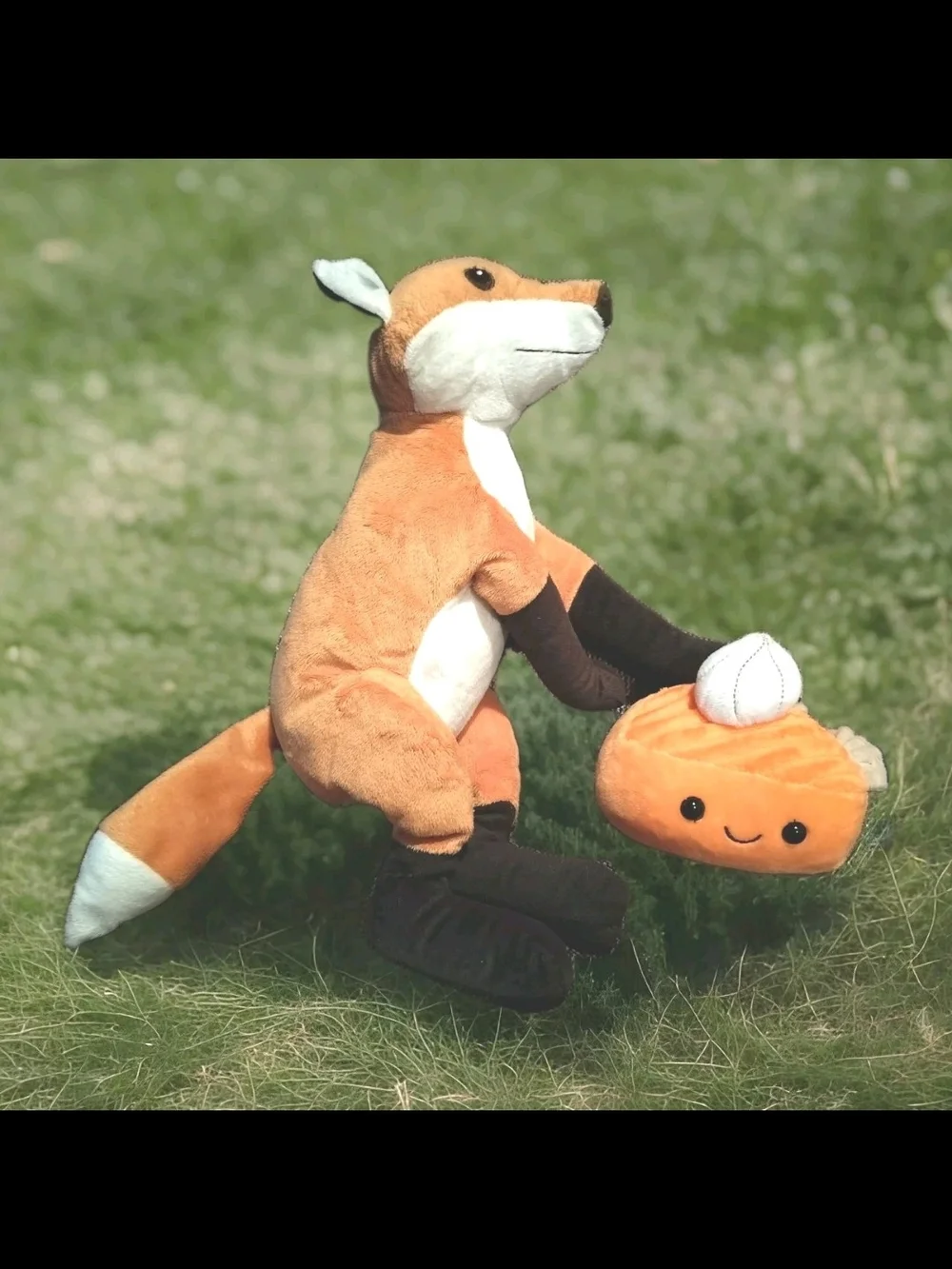 Plush Fox & Pumpkin Pie Dog Toys Set Of 2
